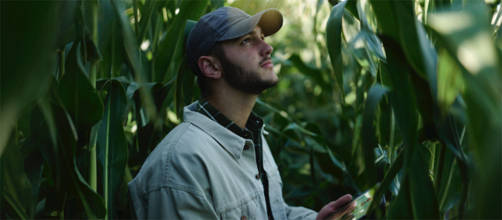 farmer in the field with ipad